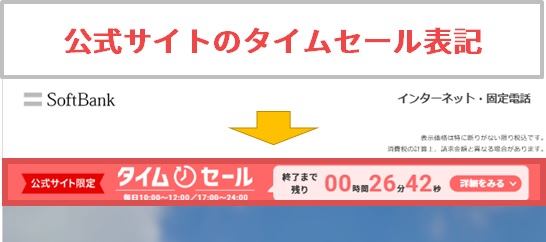 公式サイトのタイムセール表記を確認してから申し込む